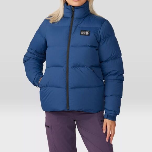 nwt mountain hardwear‎ nevadan down jacket puffer large blue navy outer dark - Picture 1 of 15